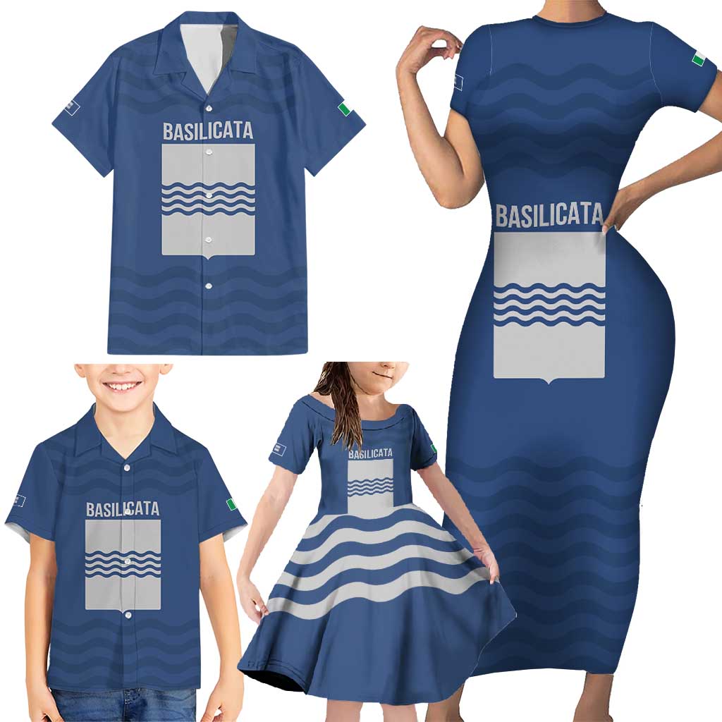 Personalized Italy Basilicata Family Matching Short Sleeve Bodycon Dress and Hawaiian Shirt Inspiration Flags Style