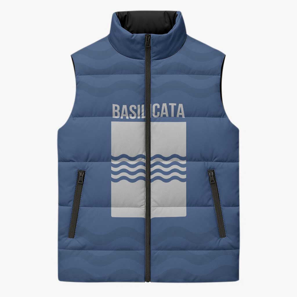 Personalized Italy Basilicata Sleeveless Puffer Jacket Inspiration Flags Style - Wonder Print Shop