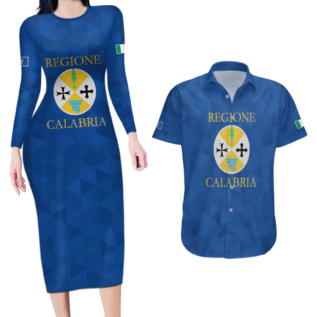 Personalized Italy Calabria Couples Matching Long Sleeve Bodycon Dress and Hawaiian Shirt Inspiration Flags Style