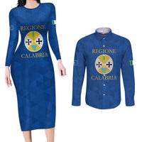 Personalized Italy Calabria Couples Matching Long Sleeve Bodycon Dress and Long Sleeve Button Shirt Inspiration Flags Style