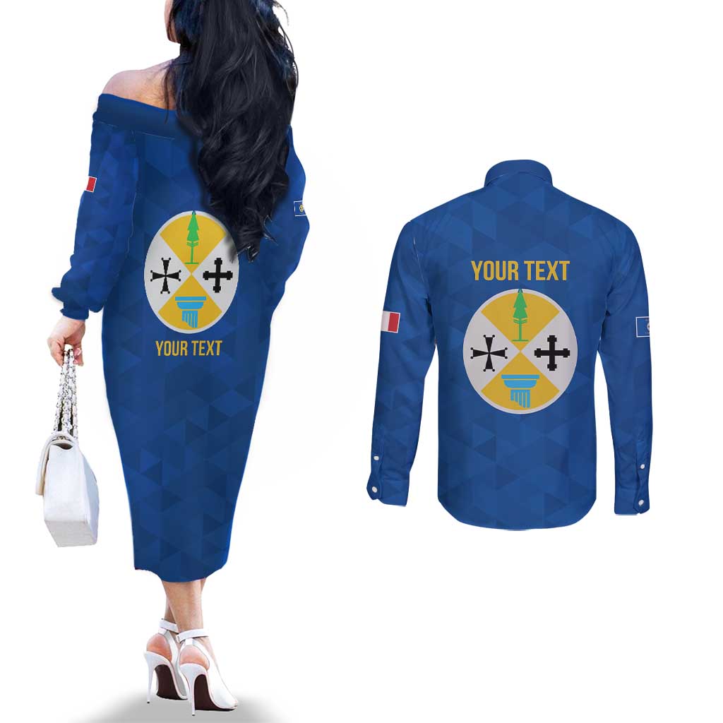 Personalized Italy Calabria Couples Matching Off The Shoulder Long Sleeve Dress and Long Sleeve Button Shirt Inspiration Flags Style