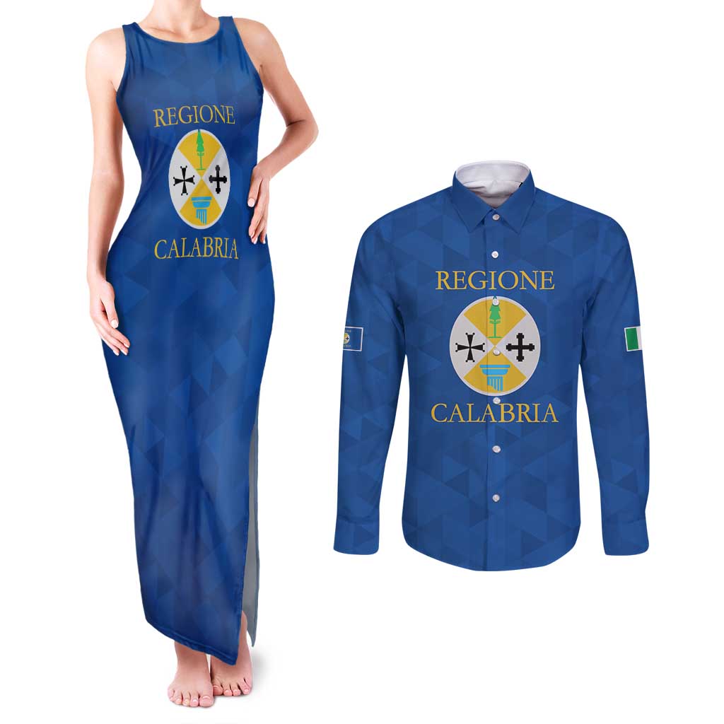 Personalized Italy Calabria Couples Matching Tank Maxi Dress and Long Sleeve Button Shirt Inspiration Flags Style