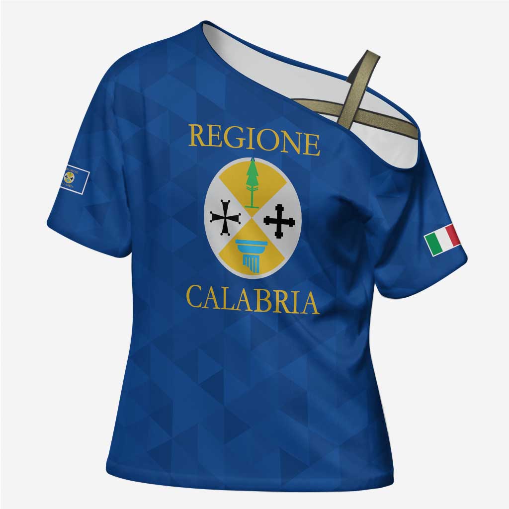 Personalized Italy Calabria Cross Shoulder Shirt Inspiration Flags Style - Wonder Print Shop