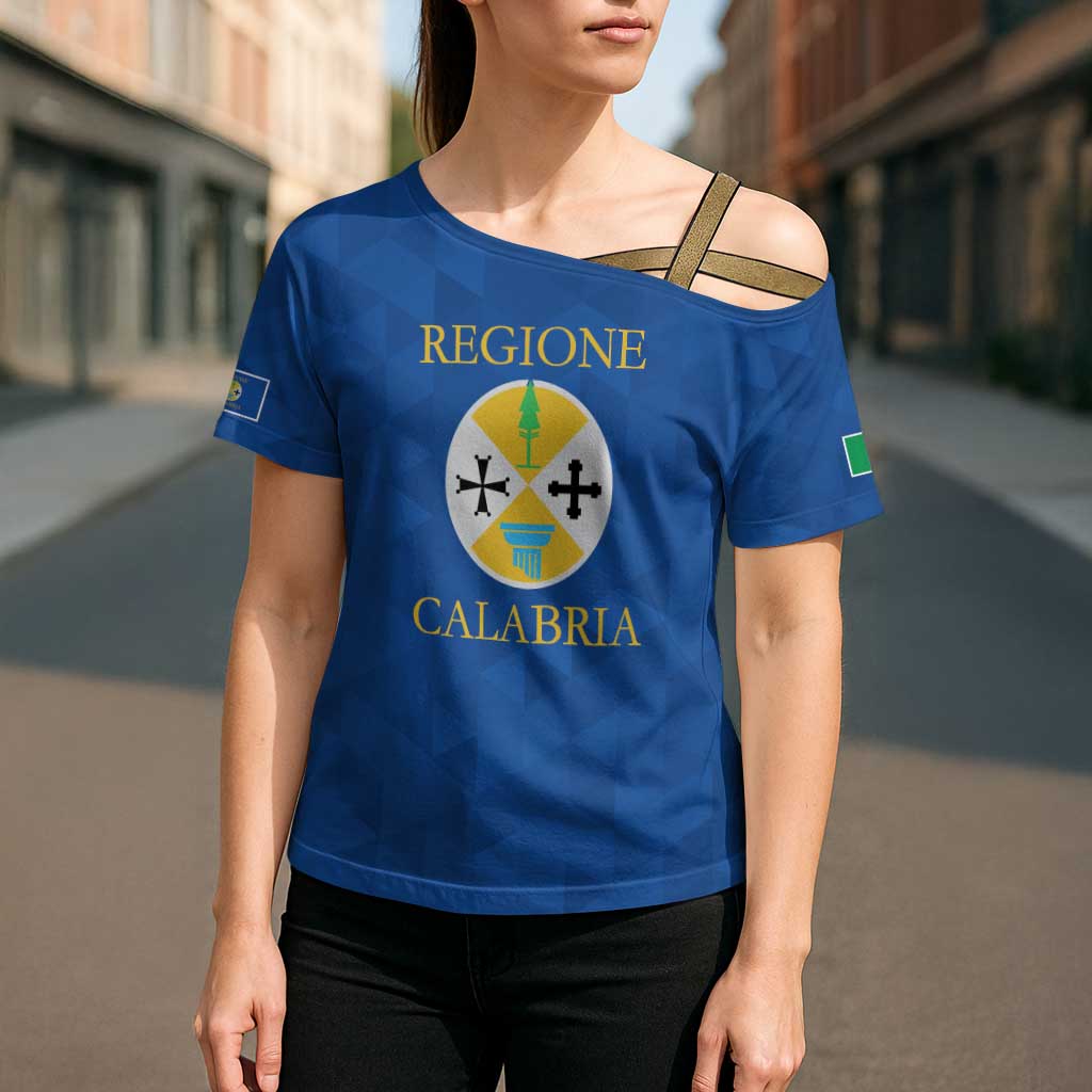 Personalized Italy Calabria Cross Shoulder Shirt Inspiration Flags Style - Wonder Print Shop