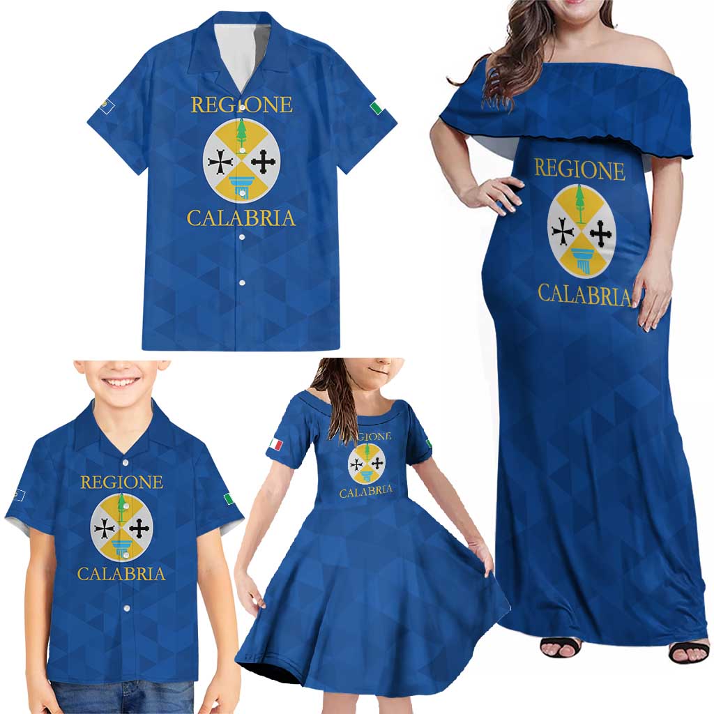 Personalized Italy Calabria Family Matching Off Shoulder Maxi Dress and Hawaiian Shirt Inspiration Flags Style