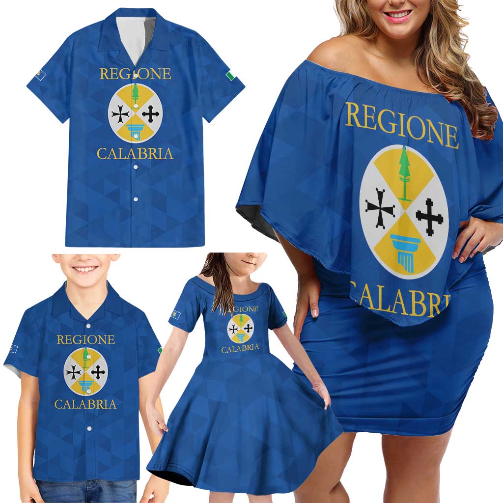 Personalized Italy Calabria Family Matching Off Shoulder Short Dress and Hawaiian Shirt Inspiration Flags Style