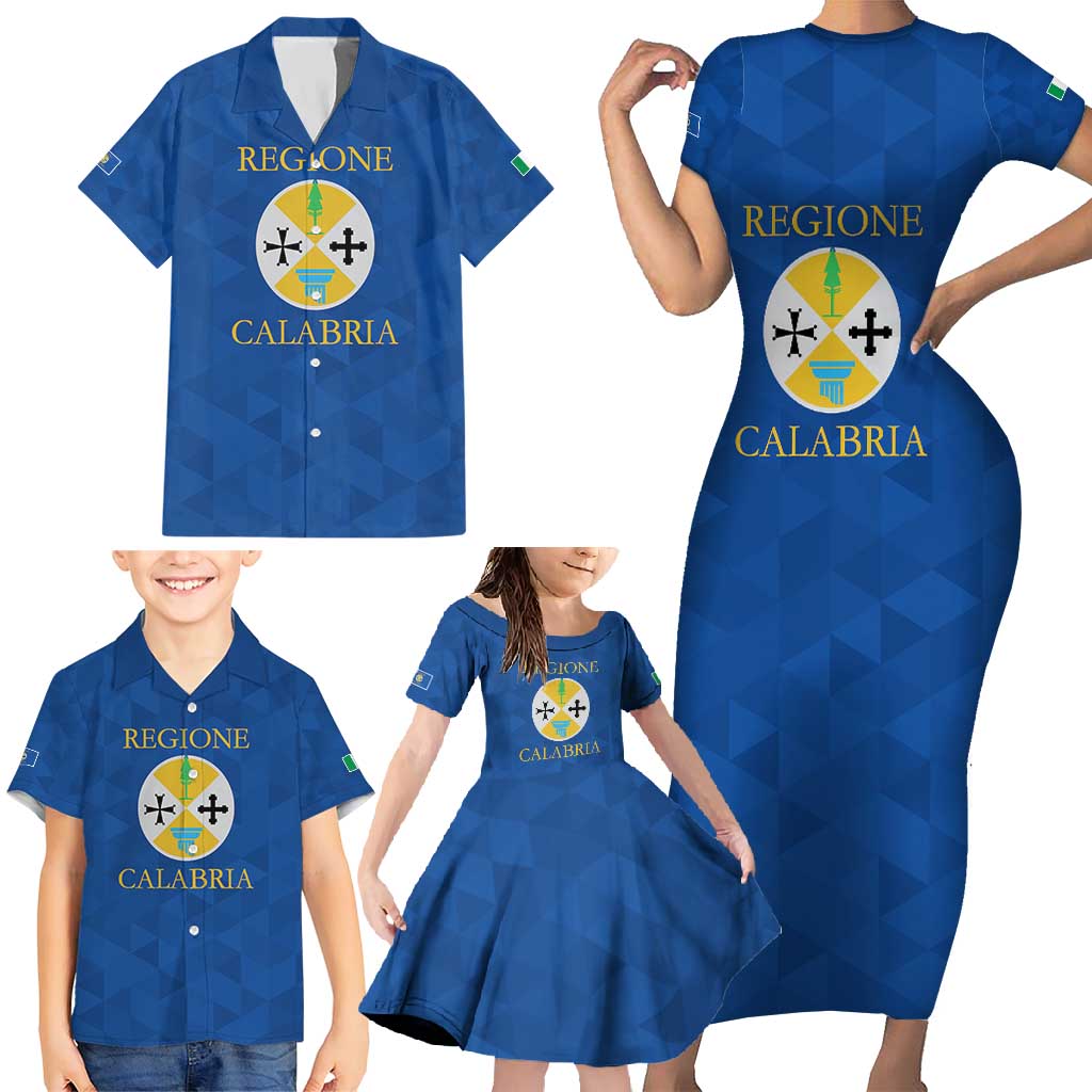 Personalized Italy Calabria Family Matching Short Sleeve Bodycon Dress and Hawaiian Shirt Inspiration Flags Style