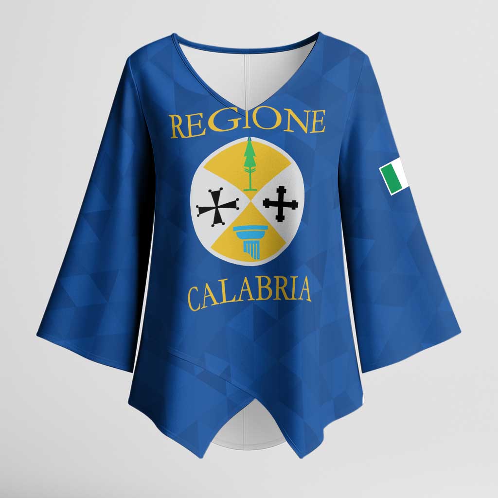 Personalized Italy Calabria Kimono Sleeve Blouse Inspiration Flags Style - Wonder Print Shop