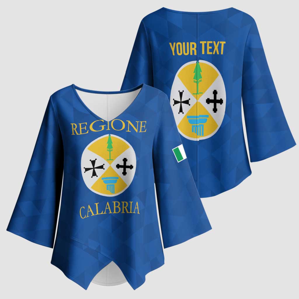 Personalized Italy Calabria Kimono Sleeve Blouse Inspiration Flags Style - Wonder Print Shop
