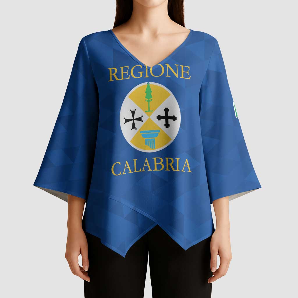 Personalized Italy Calabria Kimono Sleeve Blouse Inspiration Flags Style - Wonder Print Shop