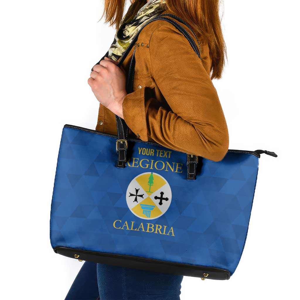 Personalized Italy Calabria Leather Tote Bag Inspiration Flags Style