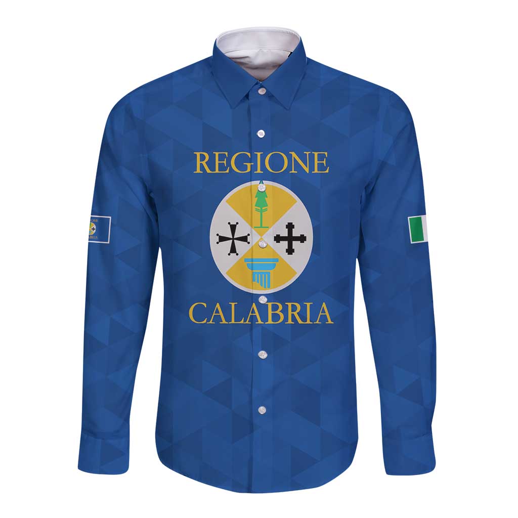 Personalized Italy Calabria Long Sleeve Button Shirt Inspiration Flags Style