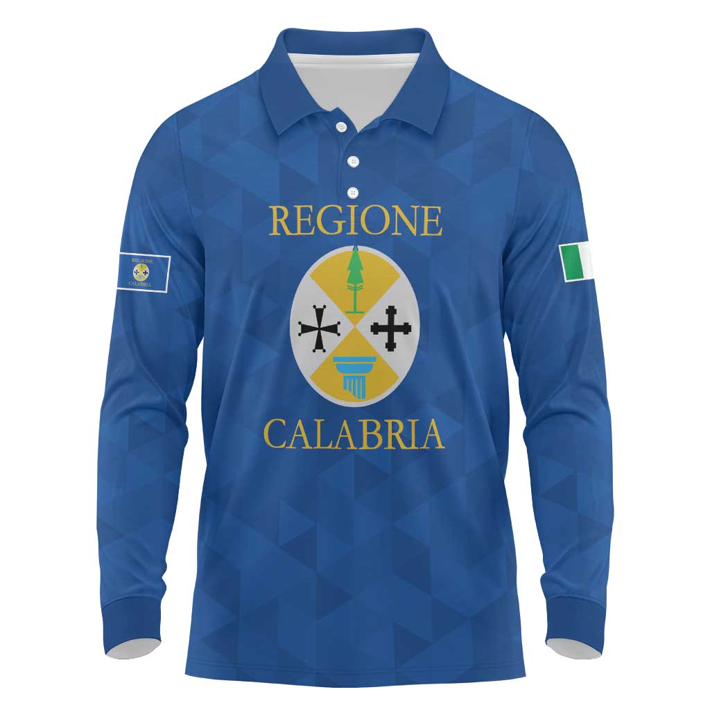 Personalized Italy Calabria Long Sleeve Polo Shirt Inspiration Flags Style