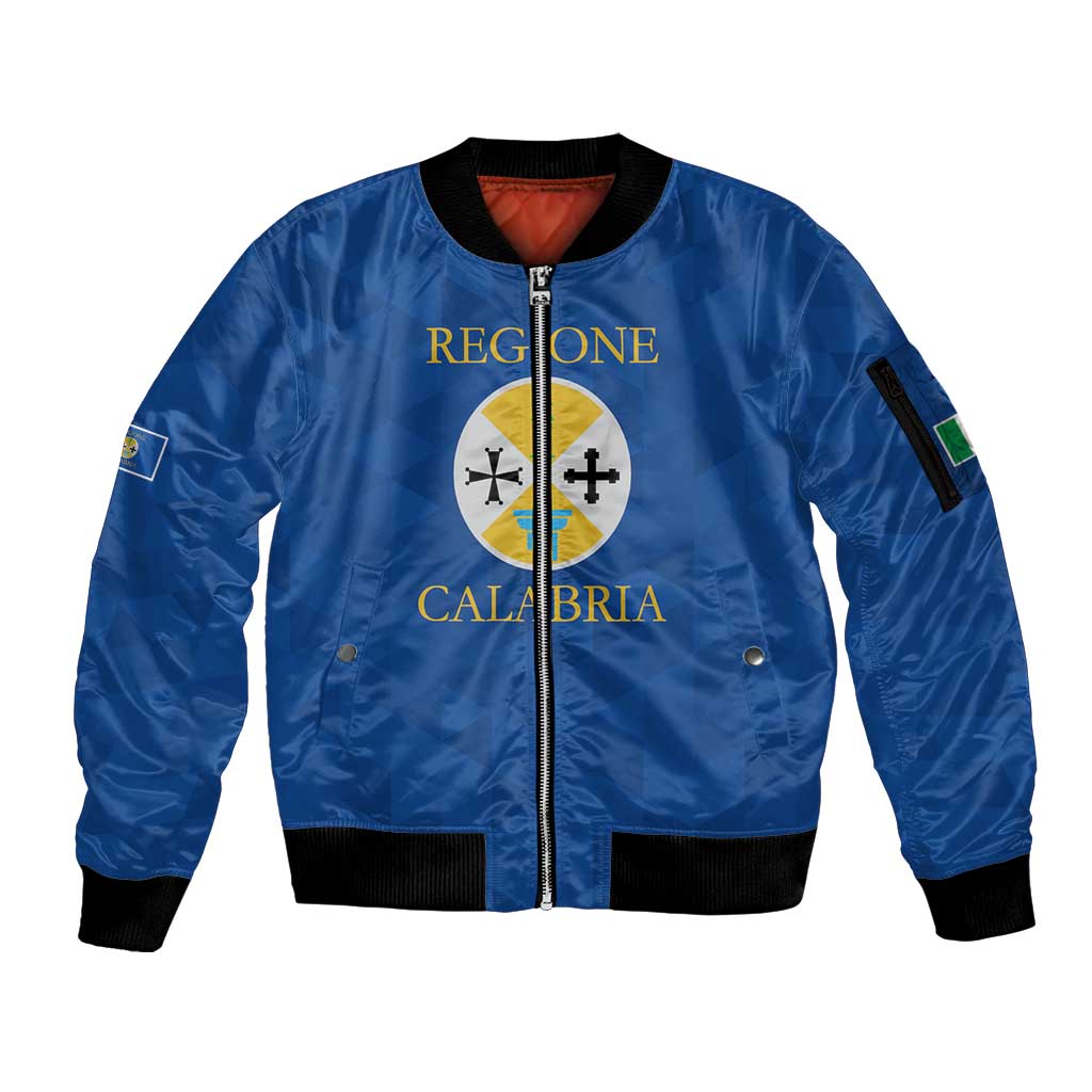 Personalized Italy Calabria Sleeve Zip Bomber Jacket Inspiration Flags Style