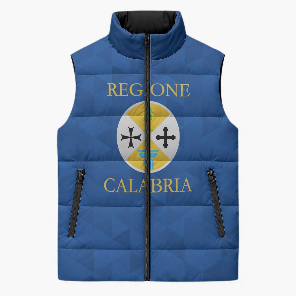 Personalized Italy Calabria Sleeveless Puffer Jacket Inspiration Flags Style - Wonder Print Shop