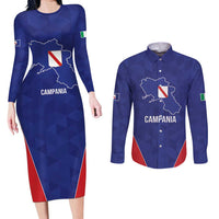 Personalized Italy Campania Couples Matching Long Sleeve Bodycon Dress and Long Sleeve Button Shirt Inspiration Flags Style