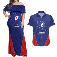 Personalized Italy Campania Couples Matching Off Shoulder Maxi Dress and Hawaiian Shirt Inspiration Flags Style