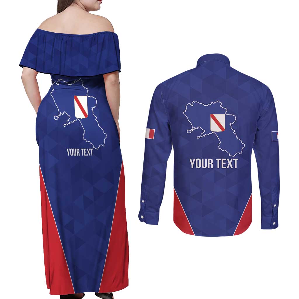 Personalized Italy Campania Couples Matching Off Shoulder Maxi Dress and Long Sleeve Button Shirt Inspiration Flags Style