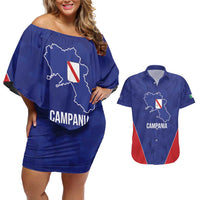 Personalized Italy Campania Couples Matching Off Shoulder Short Dress and Hawaiian Shirt Inspiration Flags Style