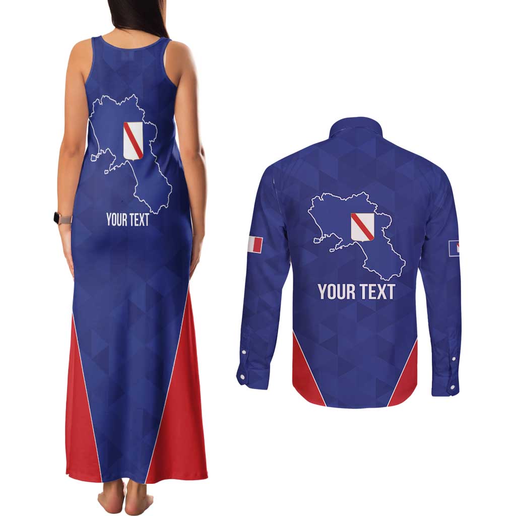 Personalized Italy Campania Couples Matching Tank Maxi Dress and Long Sleeve Button Shirt Inspiration Flags Style