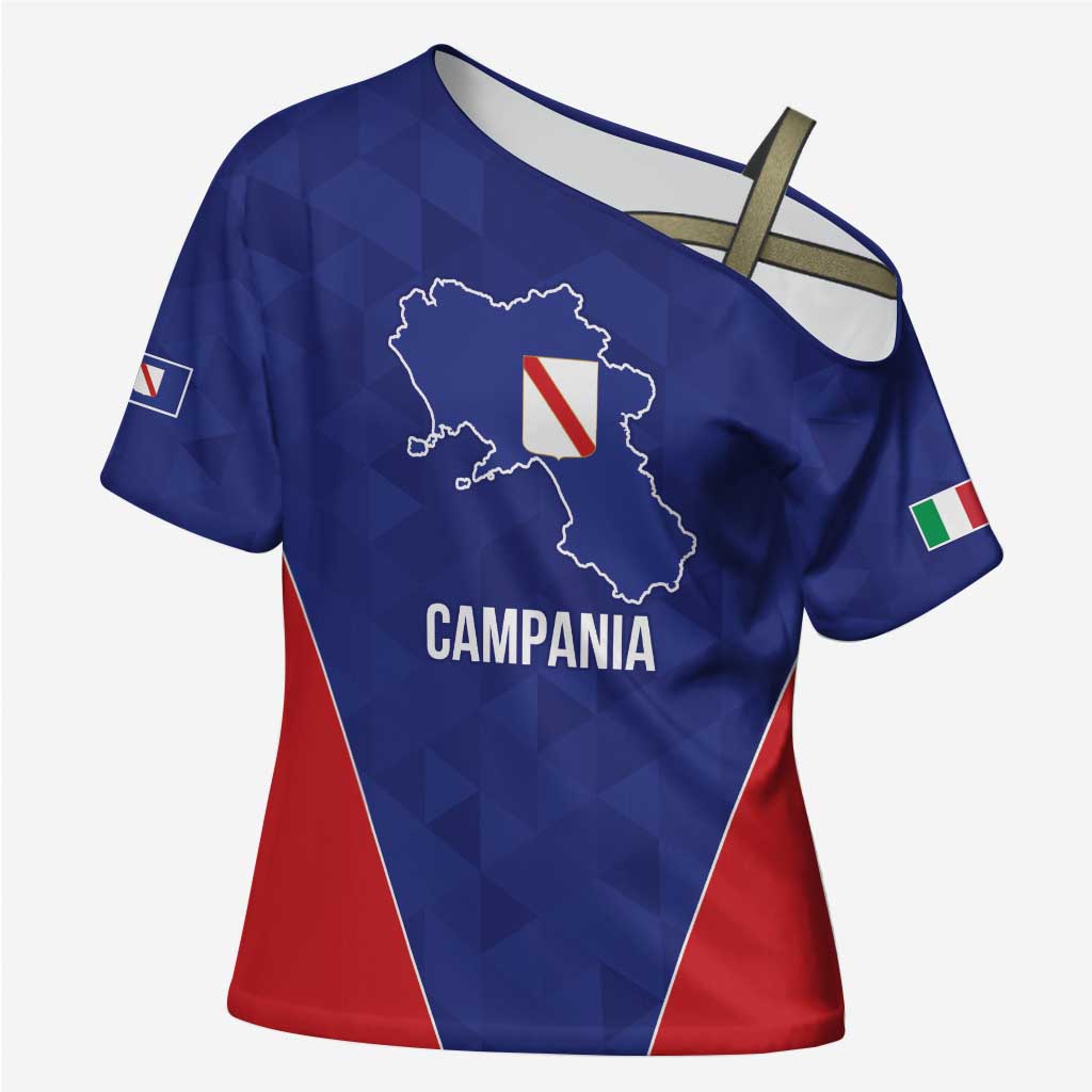 Personalized Italy Campania Cross Shoulder Shirt Inspiration Flags Style - Wonder Print Shop