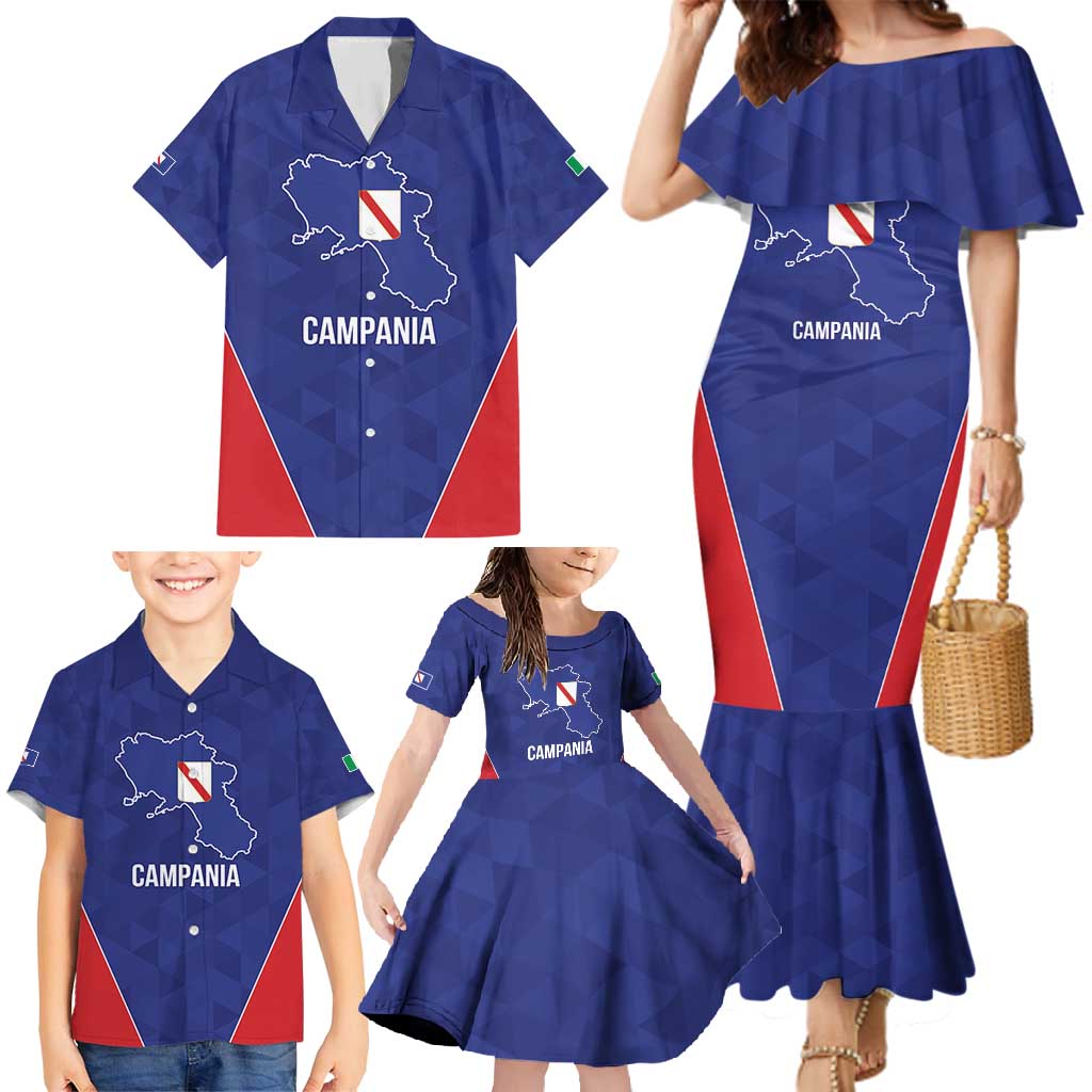 Personalized Italy Campania Family Matching Mermaid Dress and Hawaiian Shirt Inspiration Flags Style