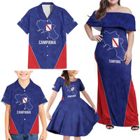 Personalized Italy Campania Family Matching Off Shoulder Maxi Dress and Hawaiian Shirt Inspiration Flags Style