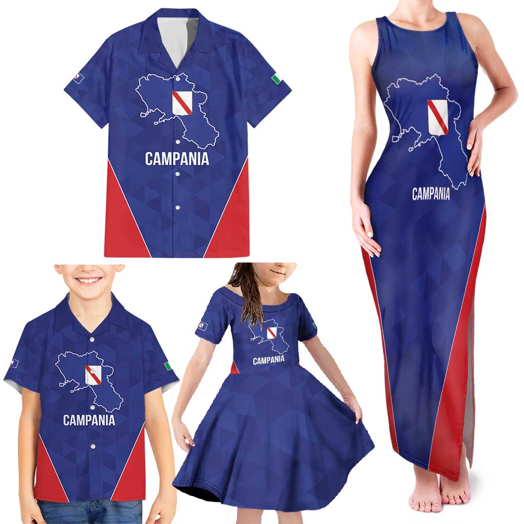 Personalized Italy Campania Family Matching Tank Maxi Dress and Hawaiian Shirt Inspiration Flags Style