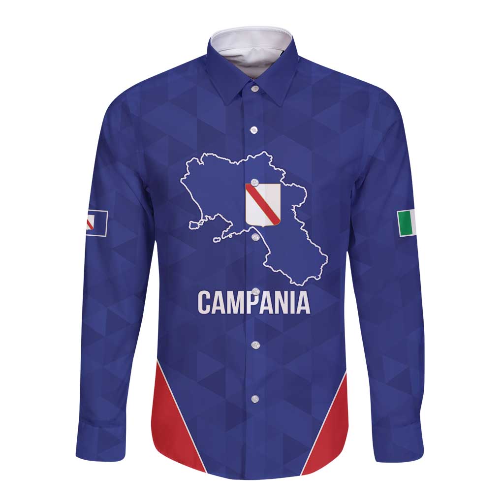 Personalized Italy Campania Long Sleeve Button Shirt Inspiration Flags Style