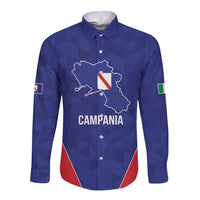 Personalized Italy Campania Long Sleeve Button Shirt Inspiration Flags Style