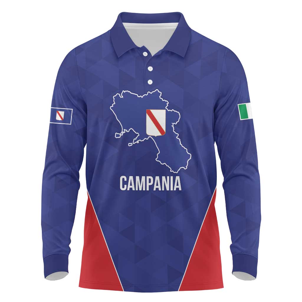 Personalized Italy Campania Long Sleeve Polo Shirt Inspiration Flags Style