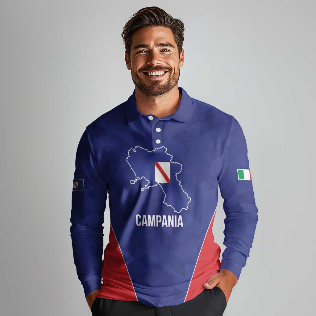 Personalized Italy Campania Long Sleeve Polo Shirt Inspiration Flags Style