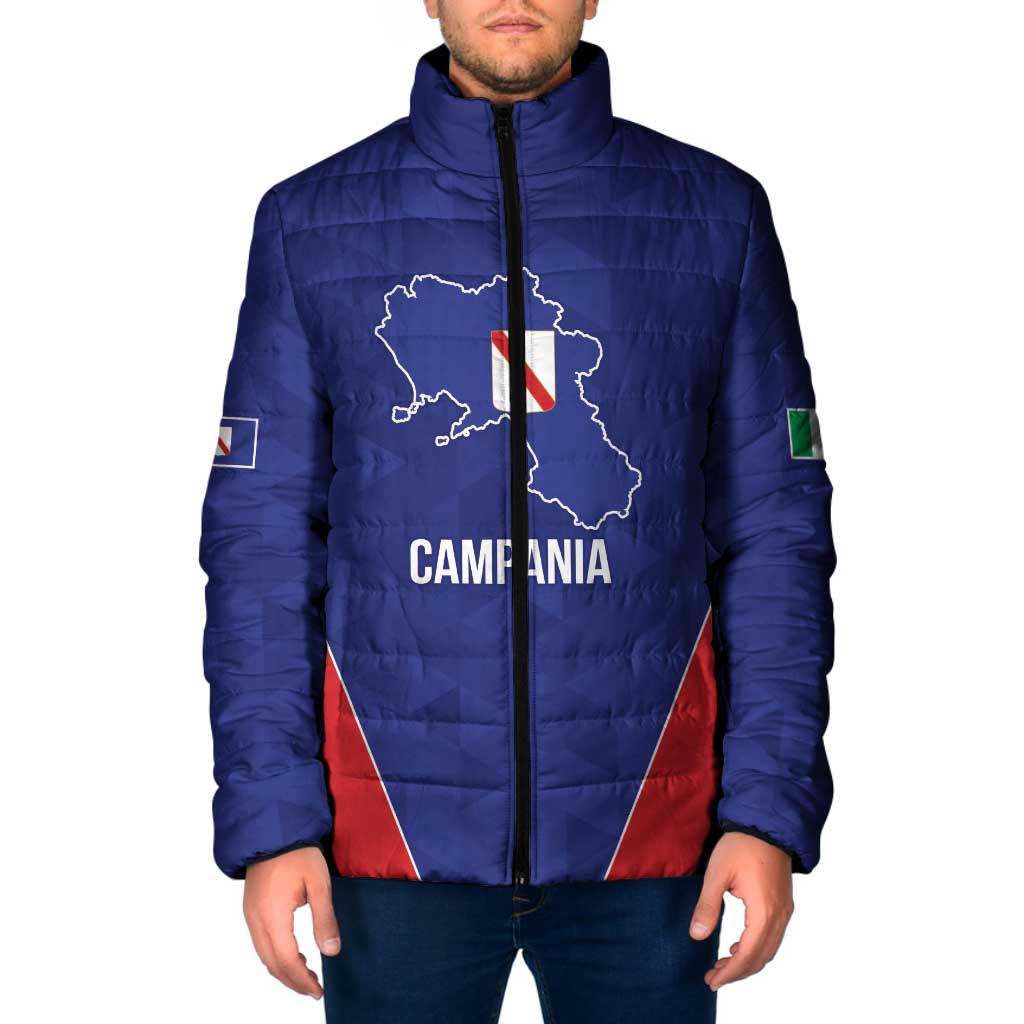 Personalized Italy Campania Padded Jacket Inspiration Flags Style - Wonder Print Shop