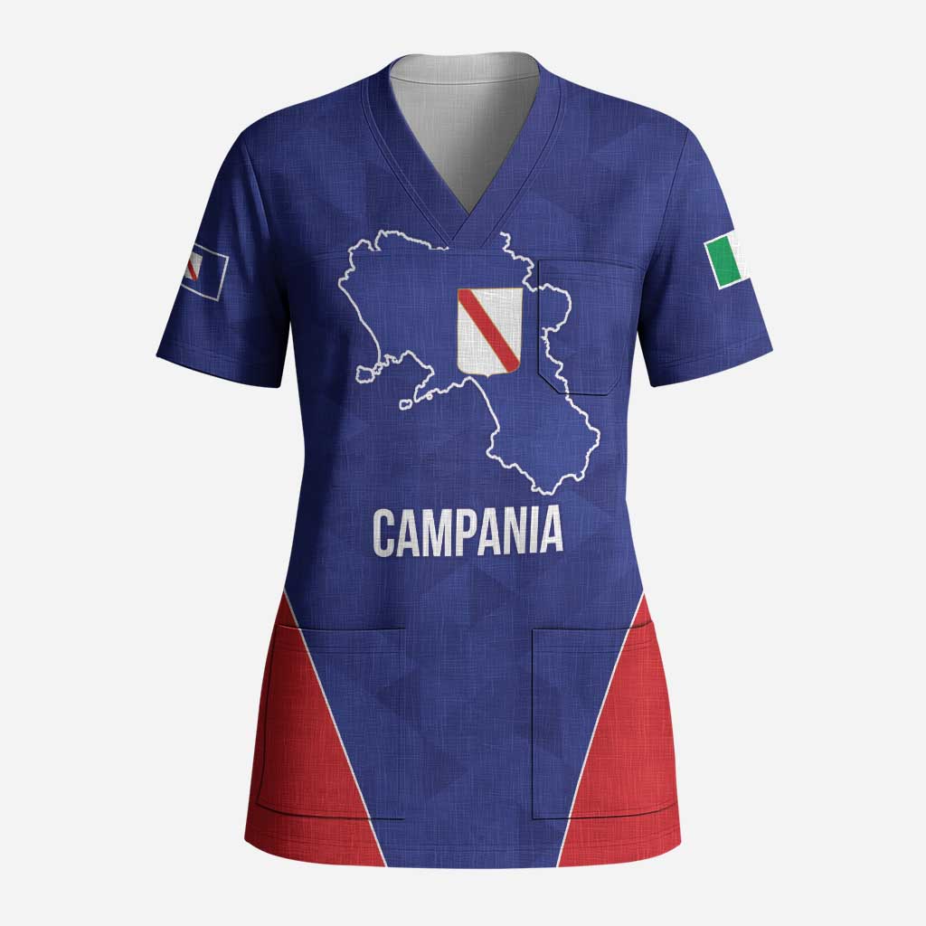 Personalized Italy Campania Scrub Top Inspiration Flags Style - Wonder Print Shop