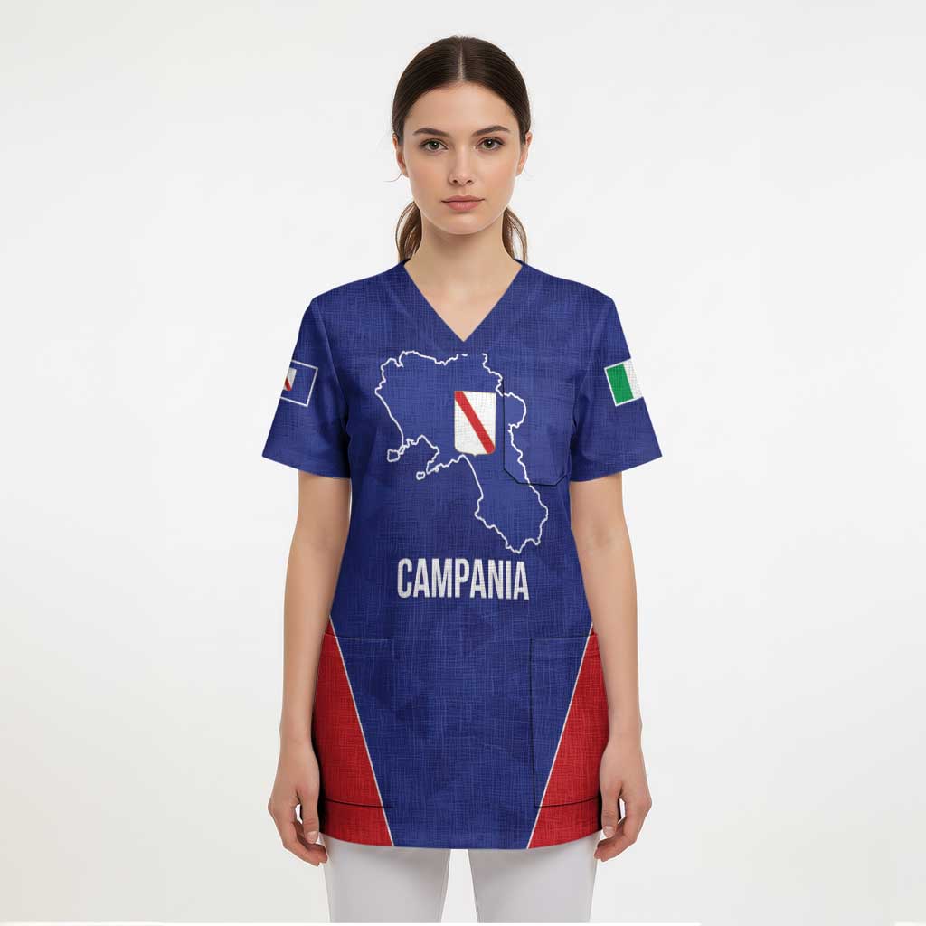 Personalized Italy Campania Scrub Top Inspiration Flags Style - Wonder Print Shop