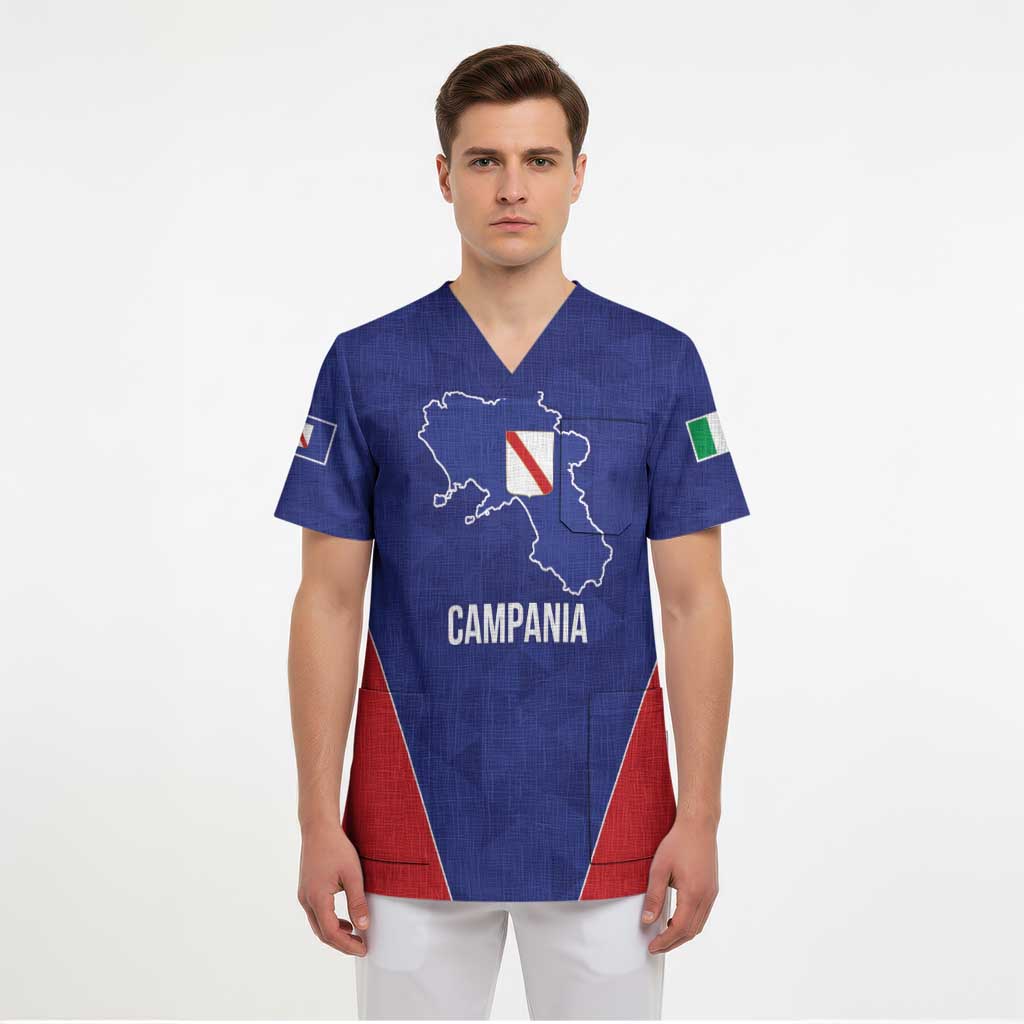 Personalized Italy Campania Scrub Top Inspiration Flags Style - Wonder Print Shop