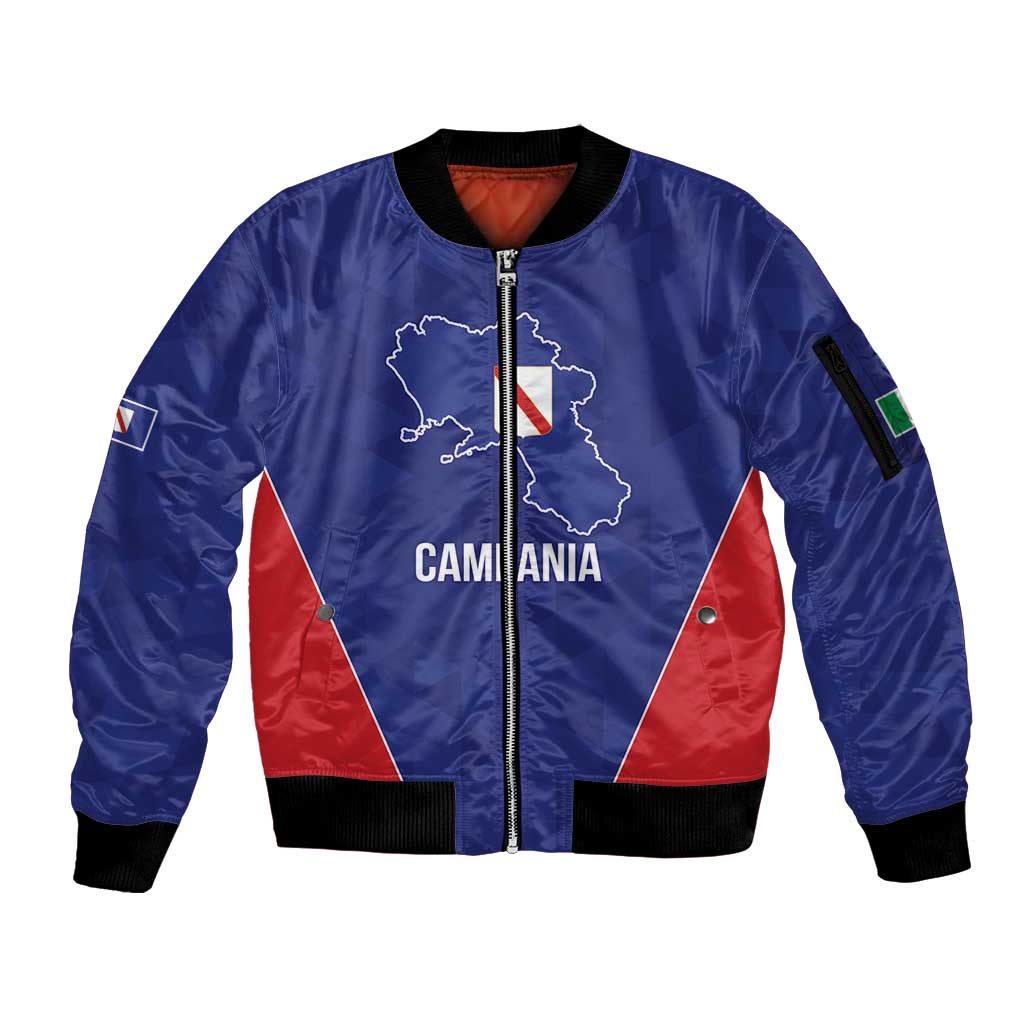 Personalized Italy Campania Sleeve Zip Bomber Jacket Inspiration Flags Style