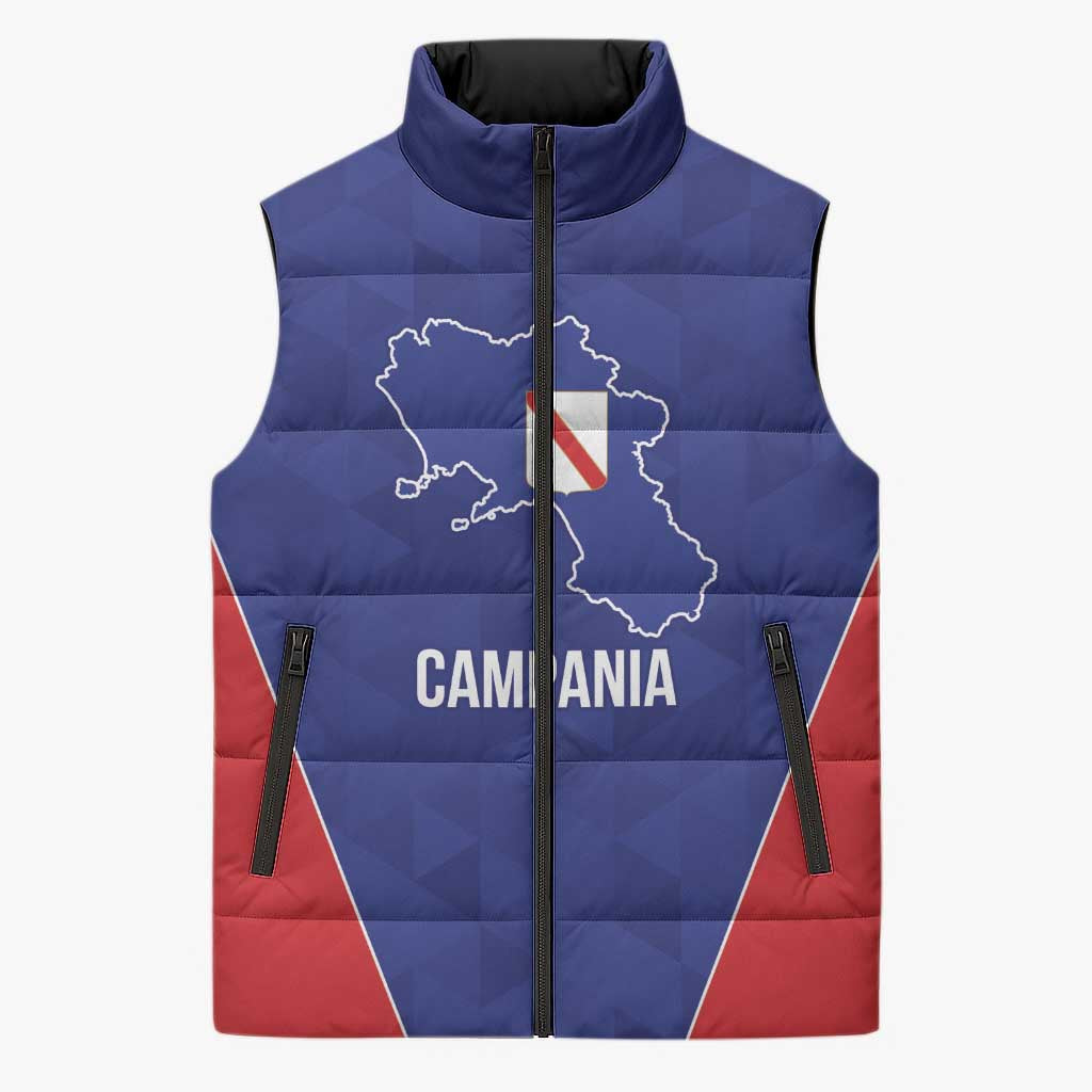 Personalized Italy Campania Sleeveless Puffer Jacket Inspiration Flags Style - Wonder Print Shop