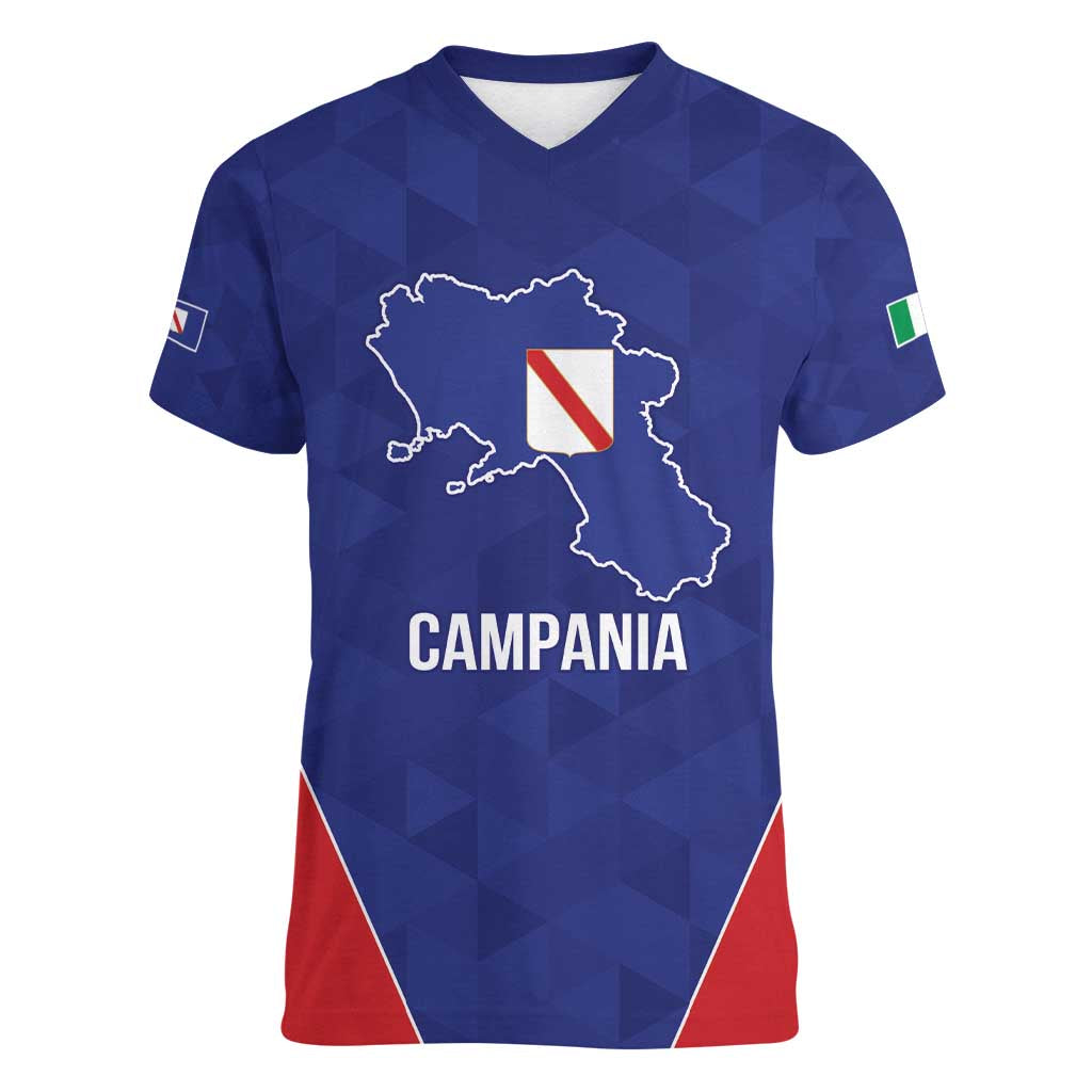 Personalized Italy Campania Women V-Neck T-Shirt Inspiration Flags Style