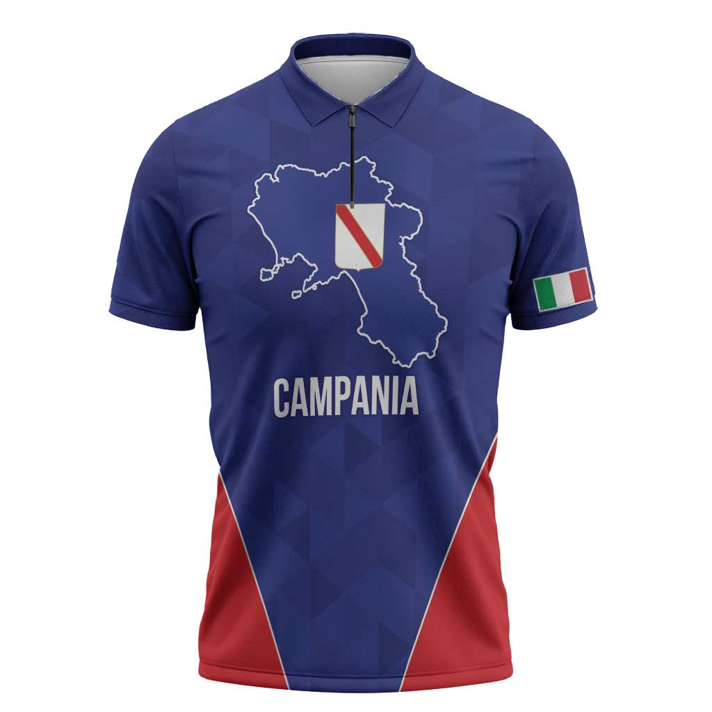Personalized Italy Campania Zipper Polo Shirt Inspiration Flags Style - Wonder Print Shop