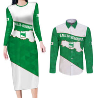 Personalized Italy Emilia-Romagna Couples Matching Long Sleeve Bodycon Dress and Long Sleeve Button Shirt Inspiration Flags Style