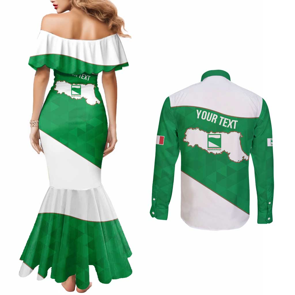 Personalized Italy Emilia-Romagna Couples Matching Mermaid Dress and Long Sleeve Button Shirt Inspiration Flags Style
