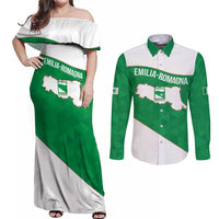 Personalized Italy Emilia-Romagna Couples Matching Off Shoulder Maxi Dress and Long Sleeve Button Shirt Inspiration Flags Style