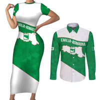 Personalized Italy Emilia-Romagna Couples Matching Short Sleeve Bodycon Dress and Long Sleeve Button Shirt Inspiration Flags Style