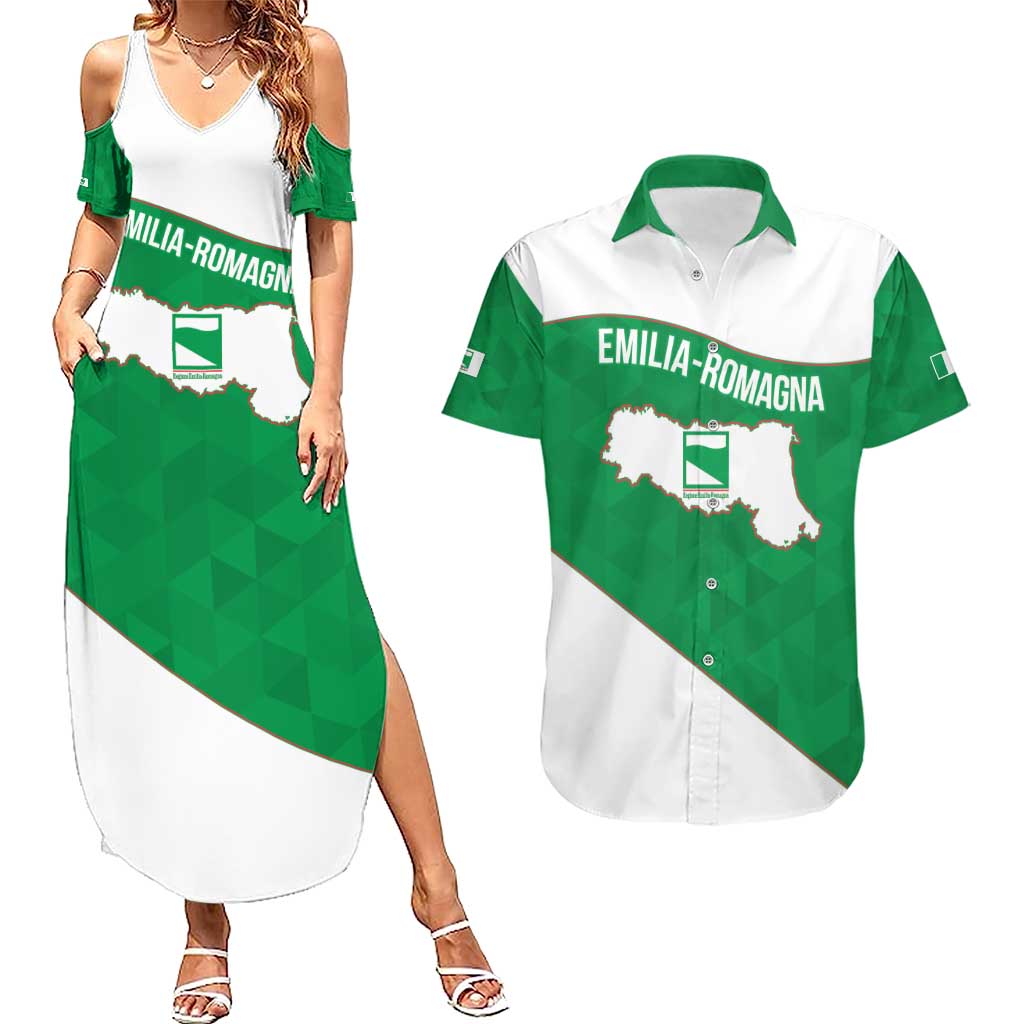 Personalized Italy Emilia-Romagna Couples Matching Summer Maxi Dress and Hawaiian Shirt Inspiration Flags Style