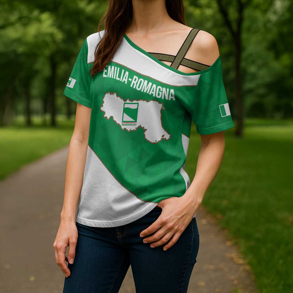Personalized Italy Emilia-Romagna Cross Shoulder Shirt Inspiration Flags Style - Wonder Print Shop
