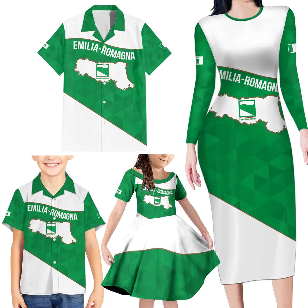 Personalized Italy Emilia-Romagna Family Matching Long Sleeve Bodycon Dress and Hawaiian Shirt Inspiration Flags Style