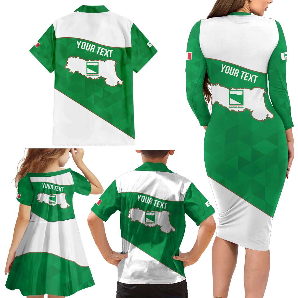 Personalized Italy Emilia-Romagna Family Matching Long Sleeve Bodycon Dress and Hawaiian Shirt Inspiration Flags Style