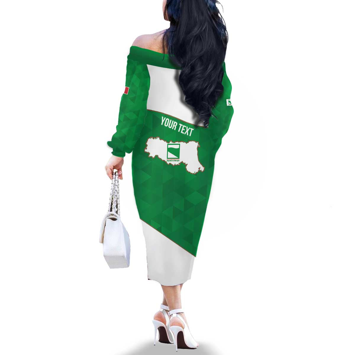 Personalized Italy Emilia-Romagna Family Matching Off The Shoulder Long Sleeve Dress and Hawaiian Shirt Inspiration Flags Style