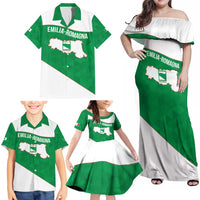 Personalized Italy Emilia-Romagna Family Matching Off Shoulder Maxi Dress and Hawaiian Shirt Inspiration Flags Style